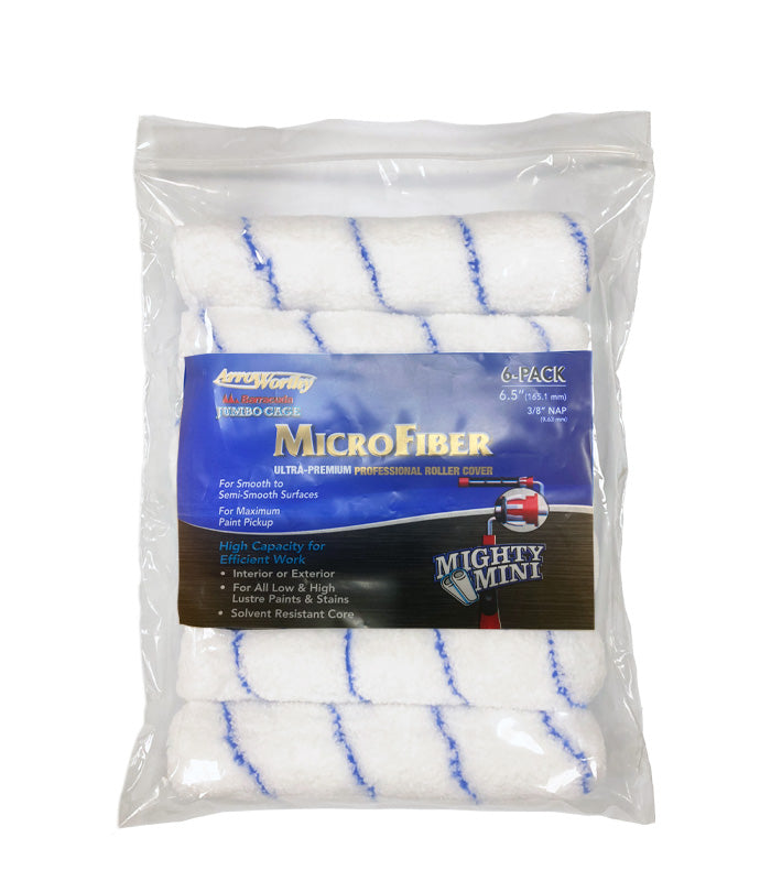 Arroworthy Microfiber Nap Jumbo Cage Roller Refill 6 Pack - 6.5" x 3/8