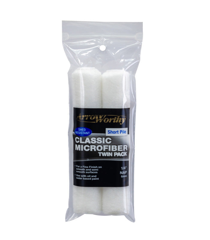 Arroworthy Classic Microfiber Mini Roller Refill - Short Pile - 6.5" (2 Pack)