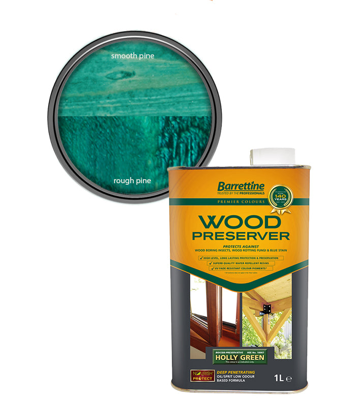Barrettine Wood Preserver - Holly Green - 1L