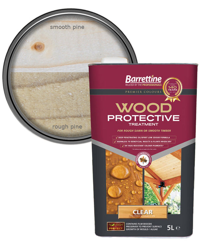 Barrettine Wood Protective Treatment Paint - Clear - 5L