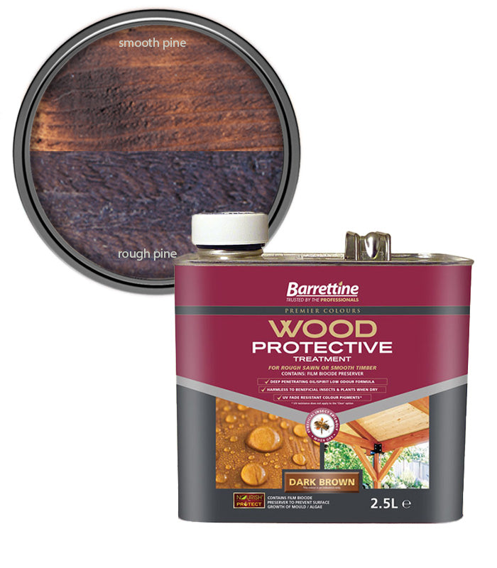 Barrettine Wood Protective Treatment Paint - Dark Brown - 2.5L