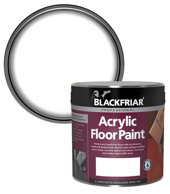 Blackfriar Acrylic Floor Paint - Hard Wearing - White - 2.5 Litre