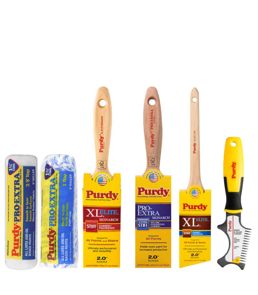 Purdy Brush & Roller Kit – 3 Brushes, 2 Roller Sleeves & Cleaner Comb