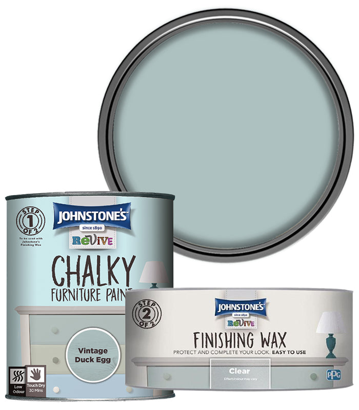 Johnstones Furniture Paint 750ml With Clear Wax - Vintage Duck Egg