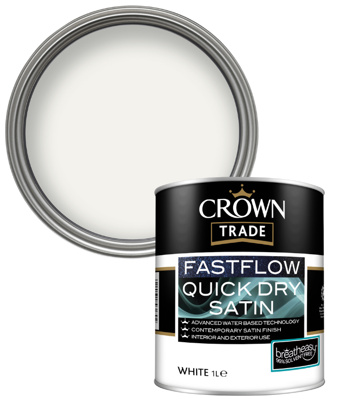 Crown Trade Fastflow Quick Dry Satin - White - 1L