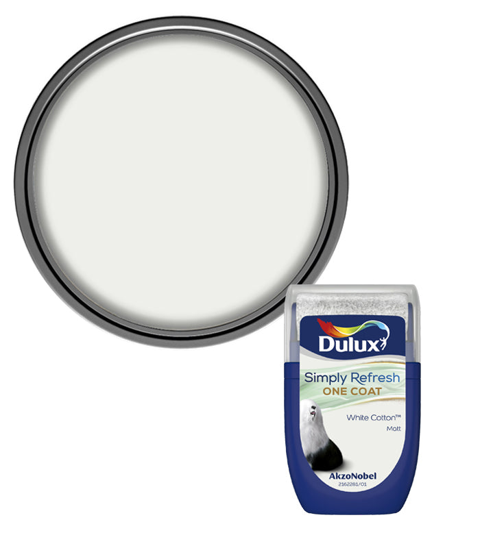 Dulux Simply Refresh One Coat Matt Tester Pot - 30ml - White Cotton