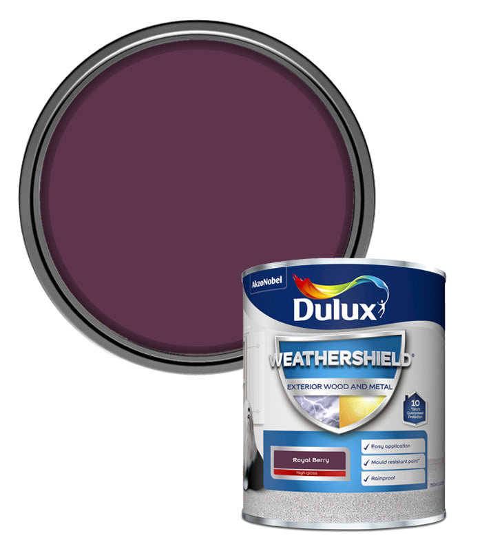 Dulux Weathershield Exterior Gloss Paint - Royal Berry - 750ml