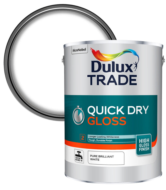 Dulux Trade Quick Dry Gloss - Pure Brilliant White - 5 Litre