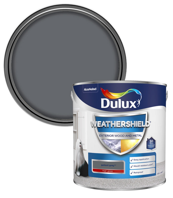 Dulux Weathershield Exterior Gloss Paint - Gallant Grey - 2.5L