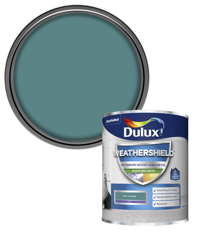 Dulux Retail Weathershield Exterior Satin Paint - Teal Voyage - 750ml