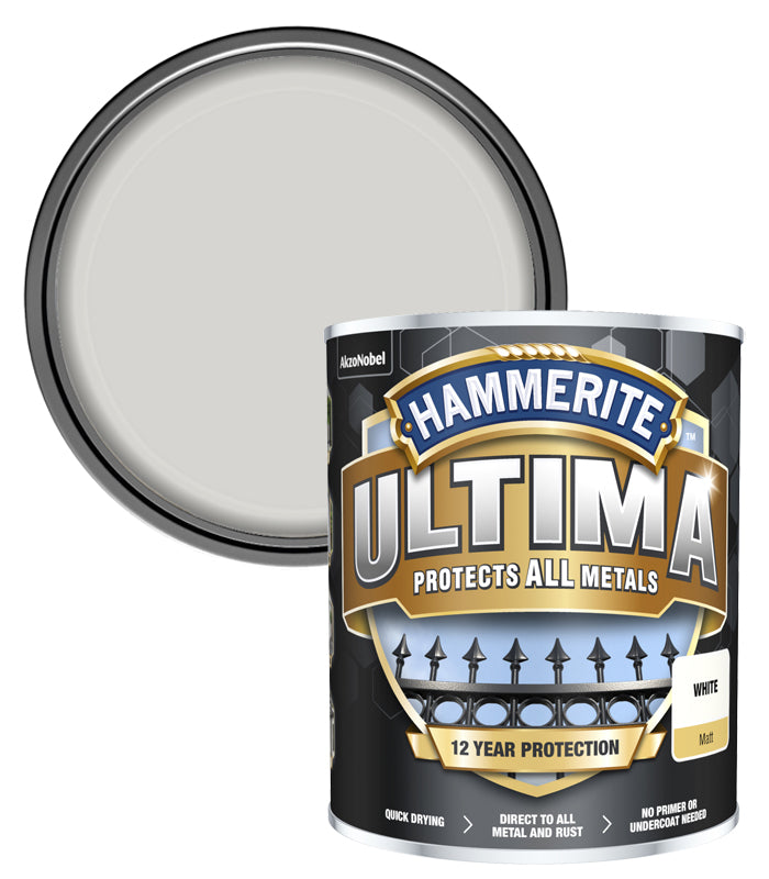 Hammerite Ultima Matt Metal Paint - 750ml - White
