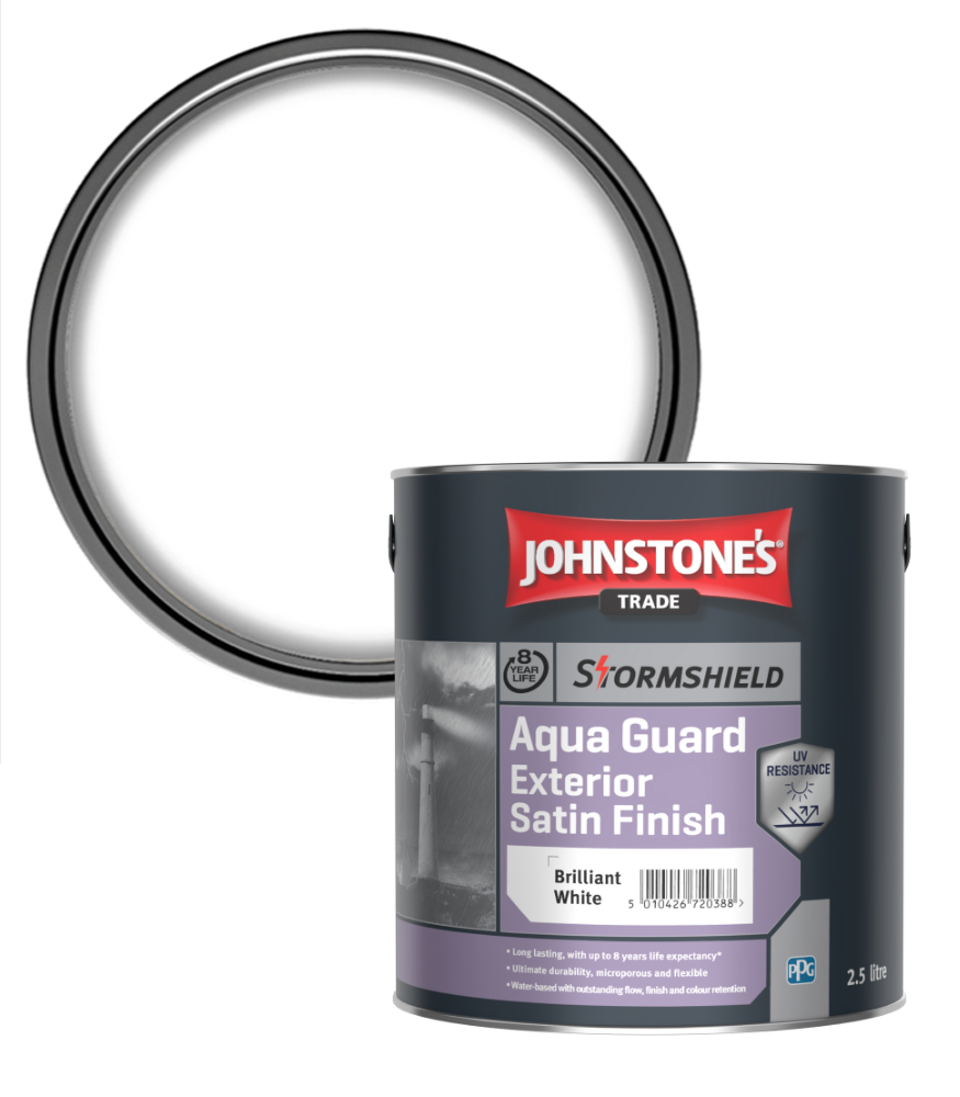 Johnstone’s Trade Stormshield Aqua Guard Satin - Brilliant White - 2.5L
