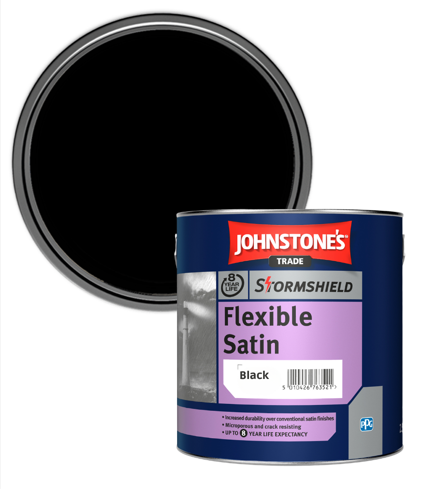 Johnstones Trade Stormshield Flexible Satin - Black - 2.5 Litre