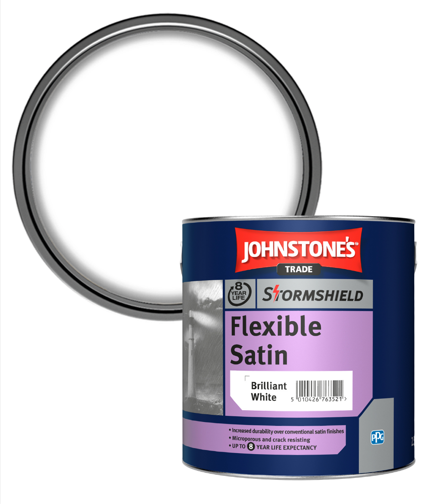 Johnstones Trade Stormshield Flexible Satin - Brilliant White - 2.5 Litre
