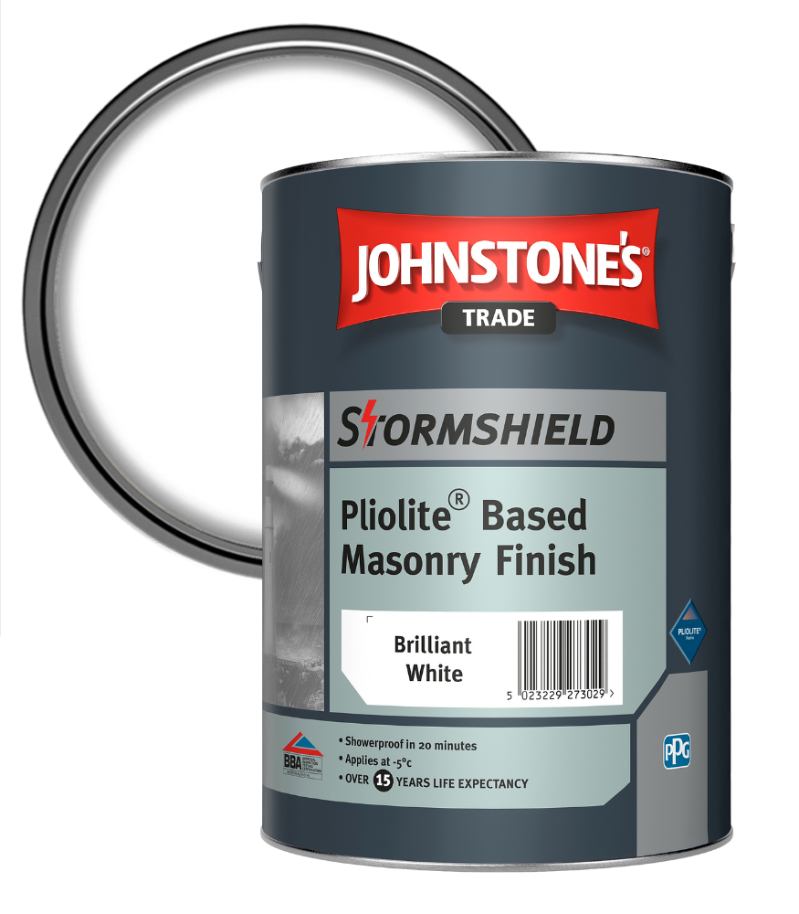 Johnstone’s Trade Stormshield Pliolite Masonry Finish - Brilliant White - 5L