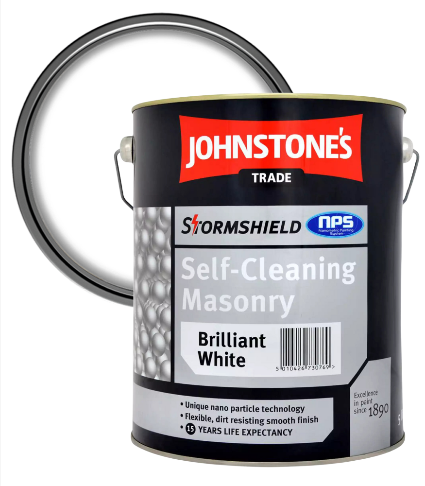 Johnstone’s Trade Stormshield Self-Cleaning Masonry Paint - Brilliant White - 5L