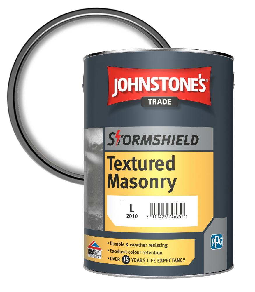 Johnstone’s Trade Stormshield Textured Masonry Paint - Brilliant White - 5L