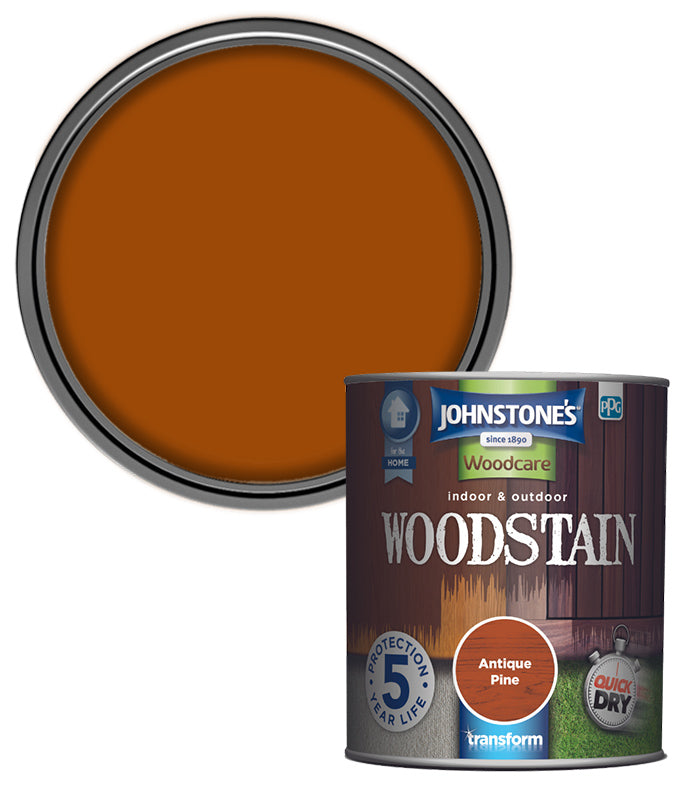 Johnstones Woodcare Indoor and Outdoor Woodstain Paint - 750ml - Antique Pine