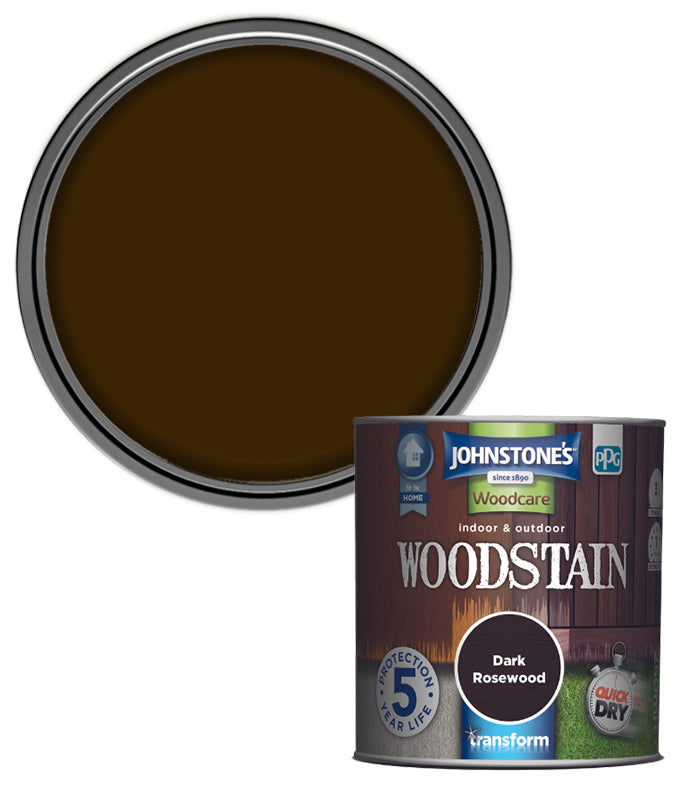 Johnstones Woodcare Indoor and Outdoor Woodstain Paint - 250ml - Dark Rosewood
