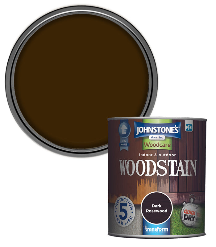 Johnstones Woodcare Indoor and Outdoor Woodstain Paint - 750ml - Dark Rosewood