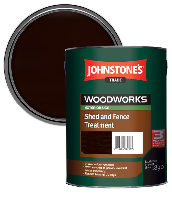 Johnstones Trade Woodworks Shed and Fence Paint  - 5 Litre - Dark Oak