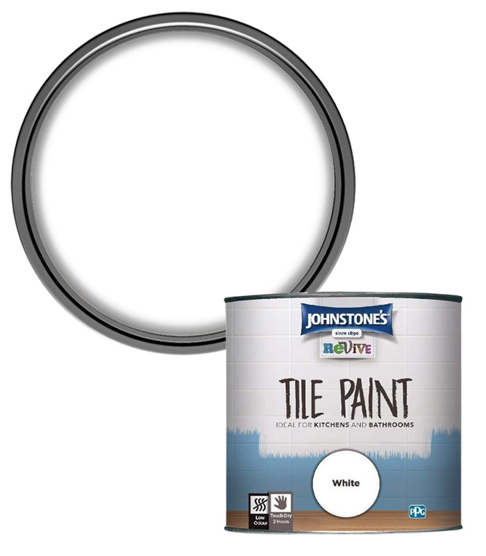 Johnstones Revive Tile Paint for Kitchens & Bathrooms - White - 750ml