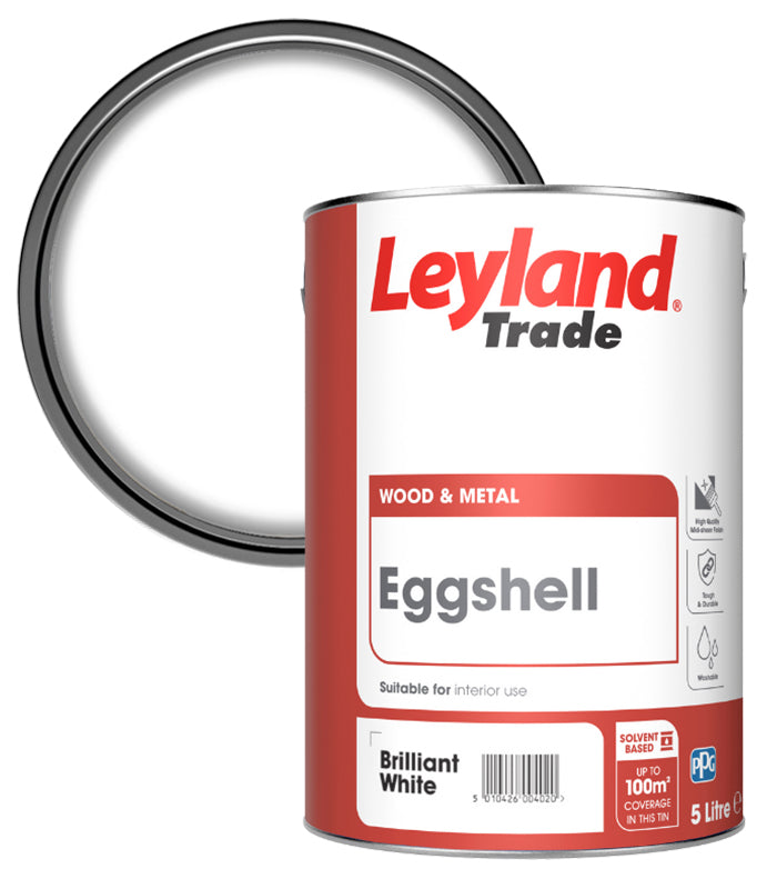 Leyland Trade Oil Based Eggshell Paint - Brilliant White - 5L
