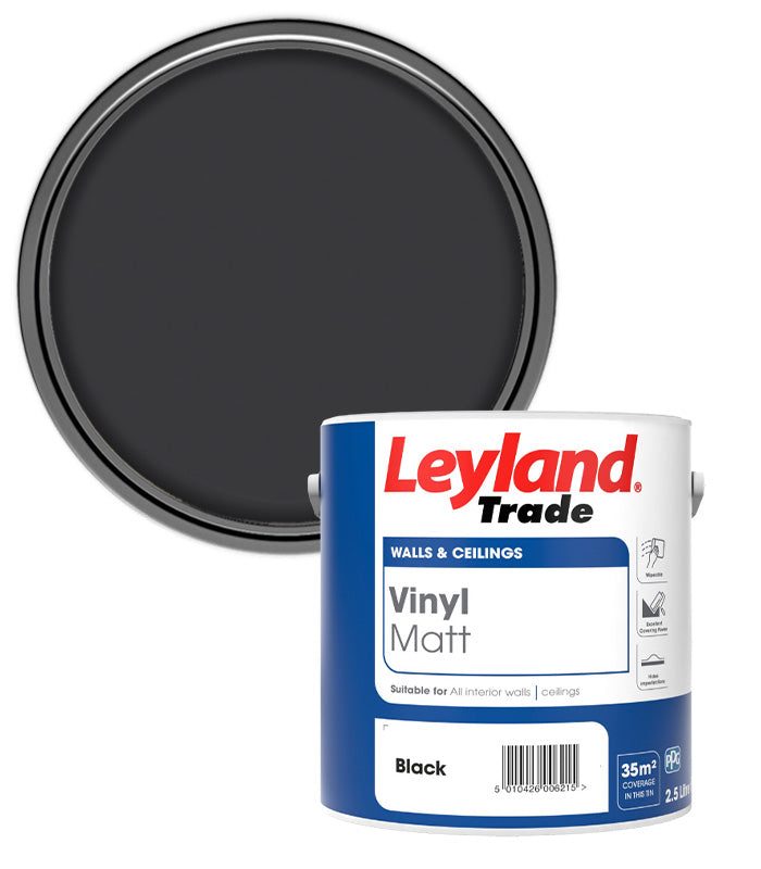 Leyland Trade Vinyl Matt Emulsion Paint - Black - 1L