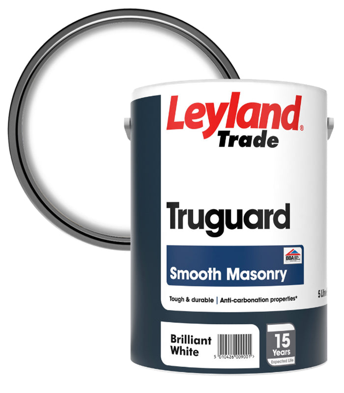 Leyland Trade Truguard 15 Year Masonry Paint - 5 Litre - Brilliant White