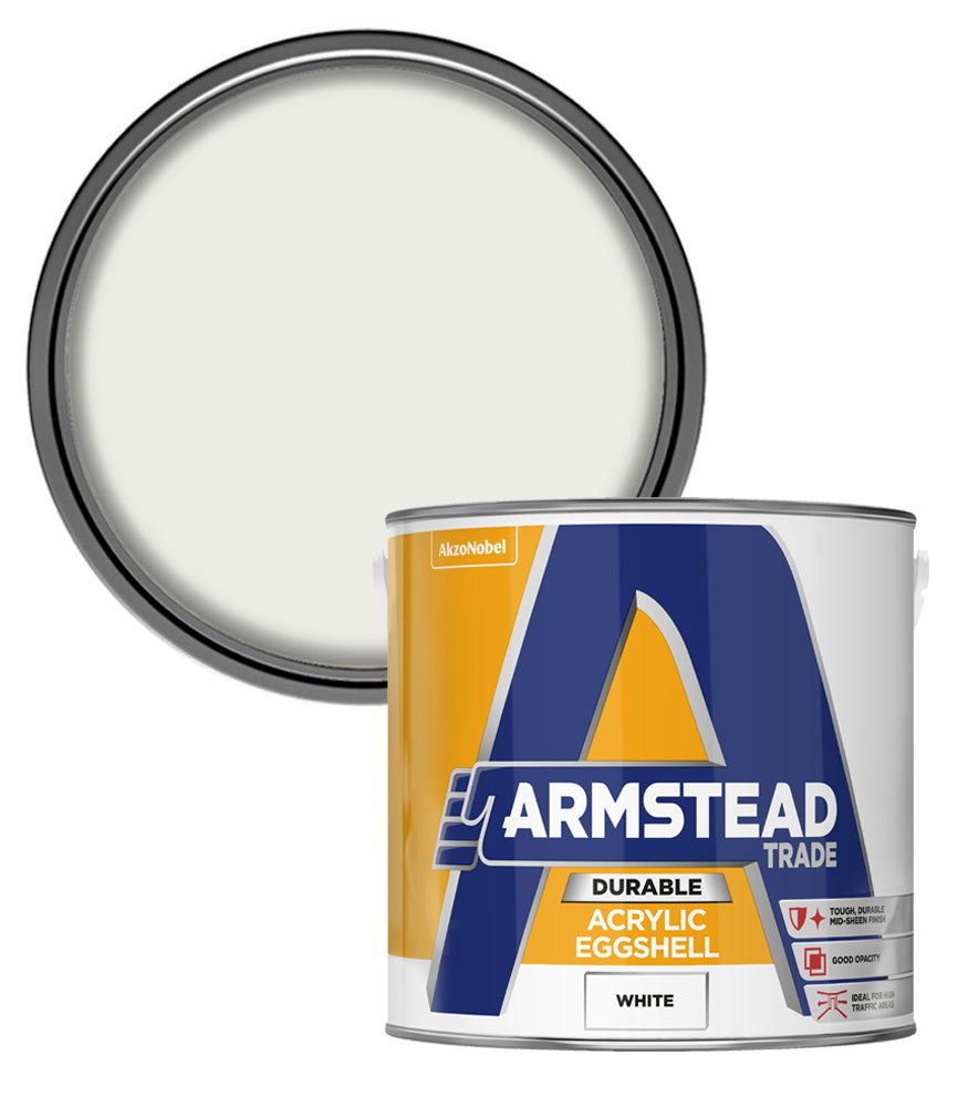Armstead Trade Durable Acrylic Eggshell - White - 2.5 Litre