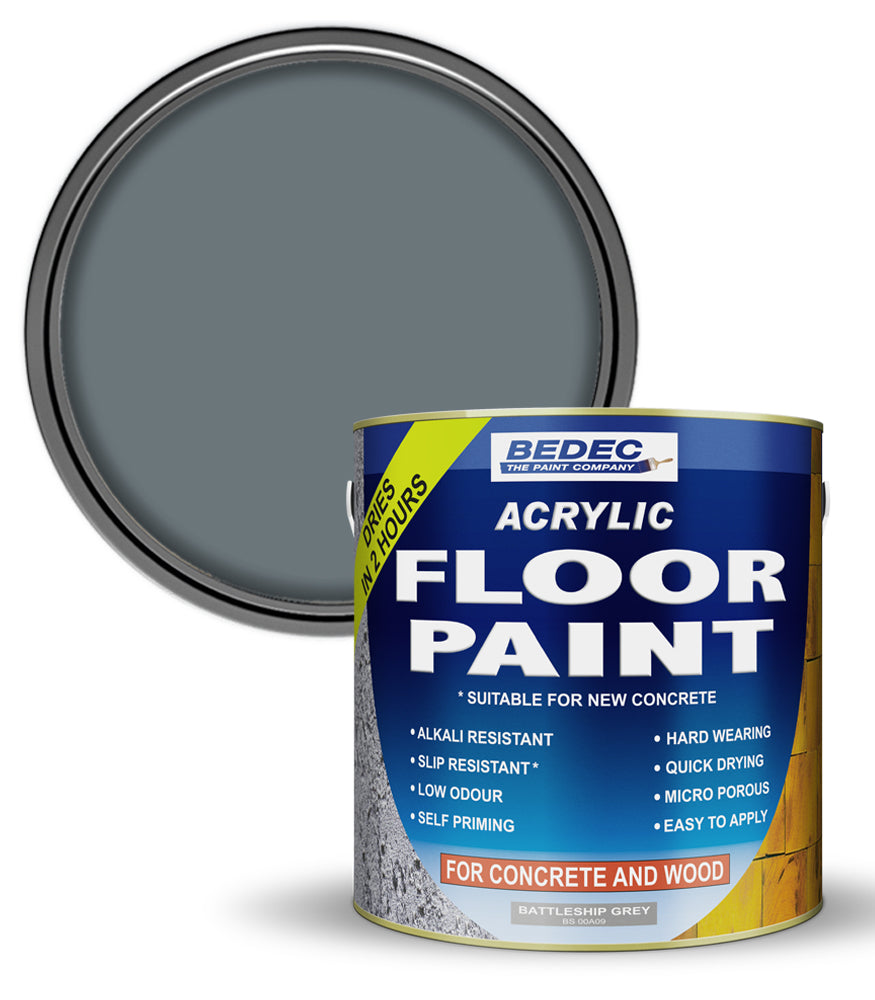 Bedec Acrylic Floor Paint - Battleship Grey - 2.5 Litre