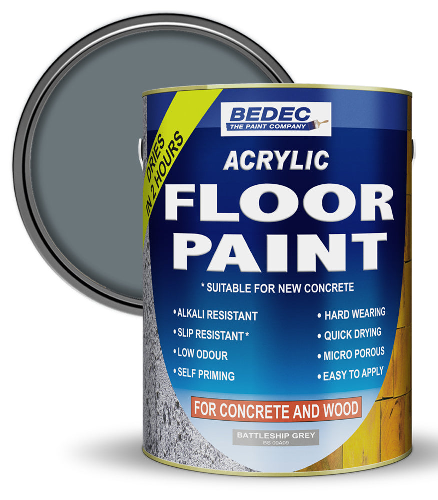 Bedec Acrylic Floor Paint - Battleship Grey - 5 Litre