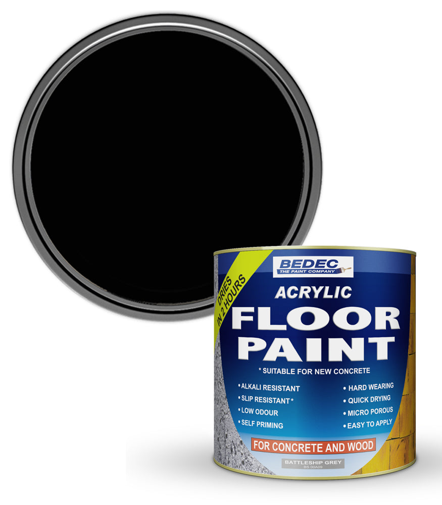 Bedec Acrylic Floor Paint - Black - 1 Litre