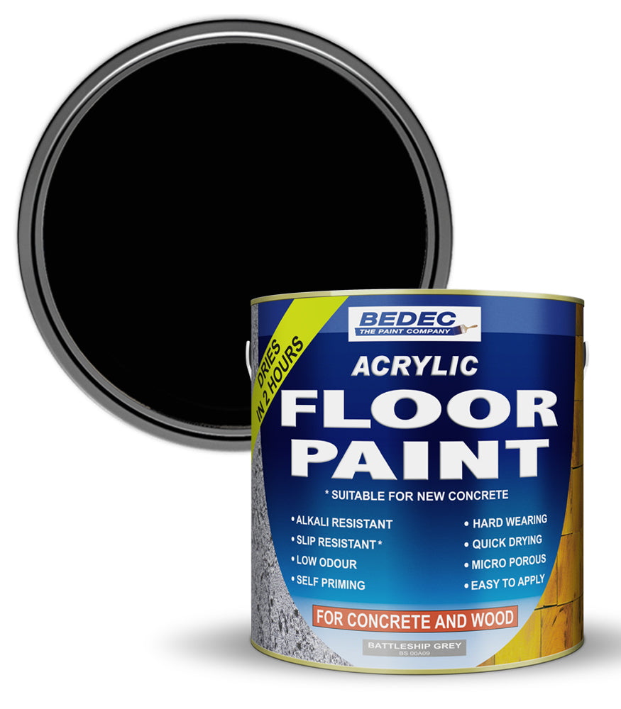 Bedec Acrylic Floor Paint - Black - 2.5 Litre