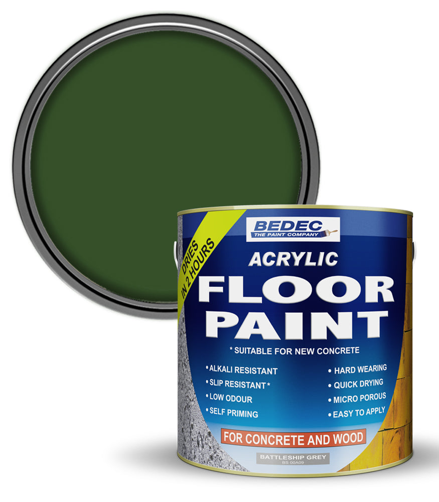 Bedec Acrylic Floor Paint - Dark Green - 2.5 Litre
