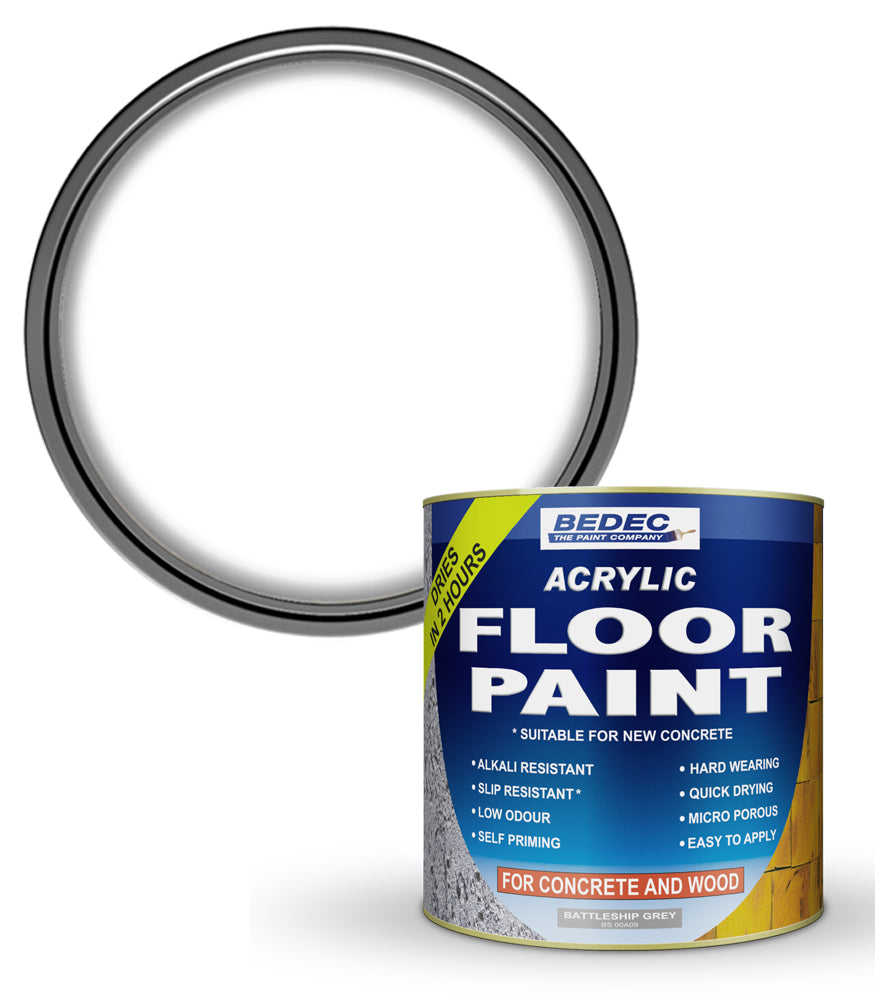 Bedec Acrylic Floor Paint - White - 1 Litre