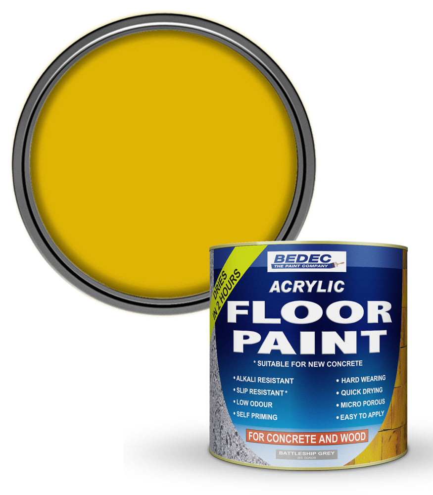 Bedec Acrylic Floor Paint - Yellow - 1 Litre