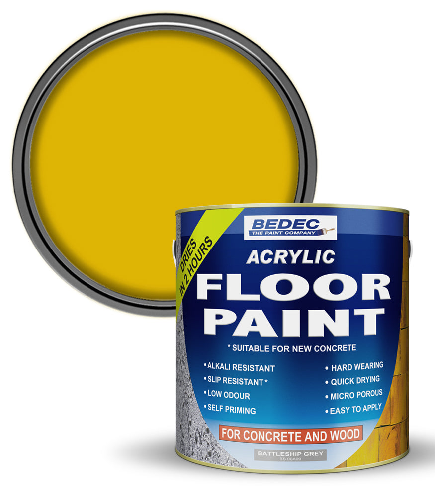 Bedec Acrylic Floor Paint - Yellow - 2.5 Litre