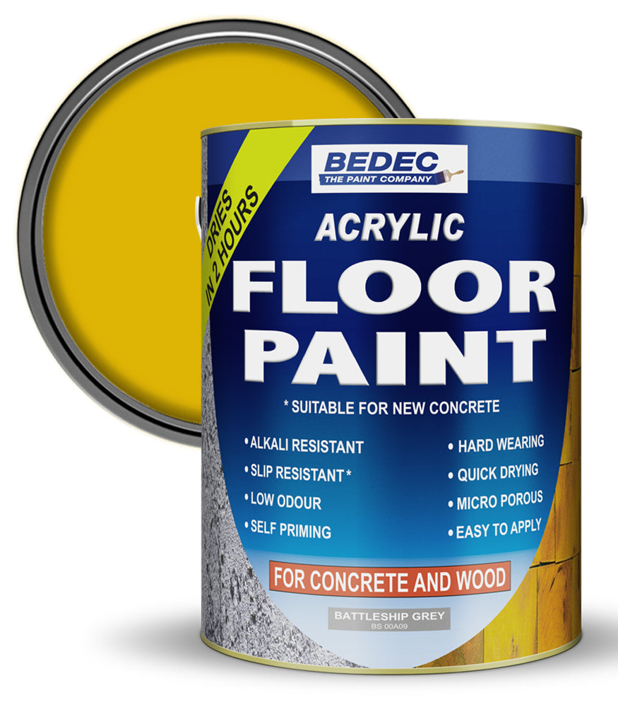 Bedec Acrylic Floor Paint - Yellow - 5 Litre