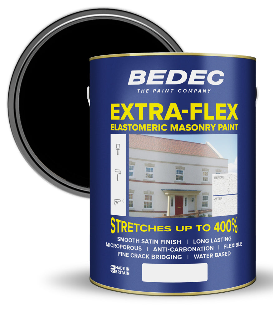 Bedec Extra Flex Masonry Paint - Black - 5 Litre
