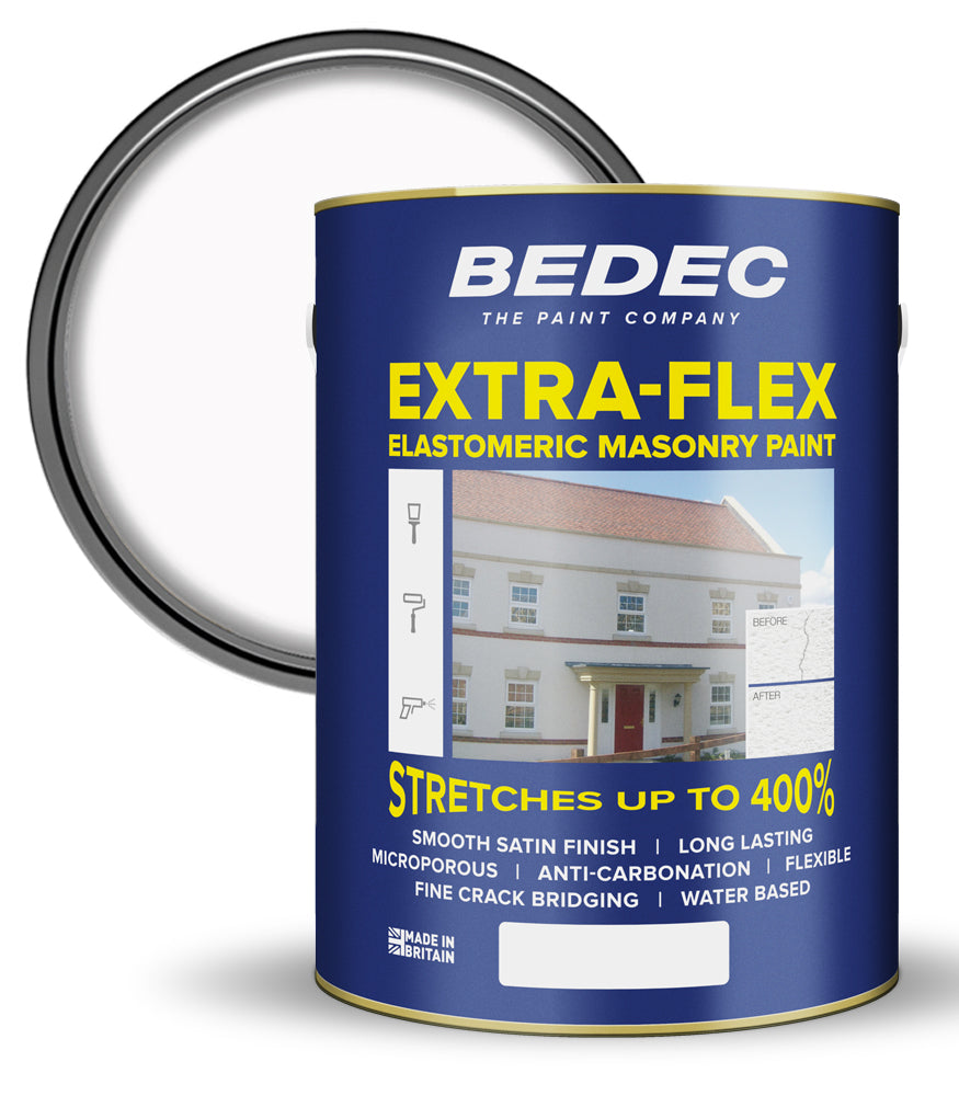 Bedec Extra Flex Masonry Paint - Brilliant White - 5 Litre