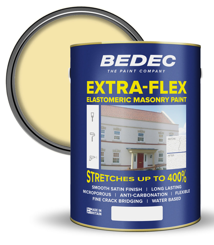 Bedec Extra Flex Masonry Paint - Cream - 5 Litre