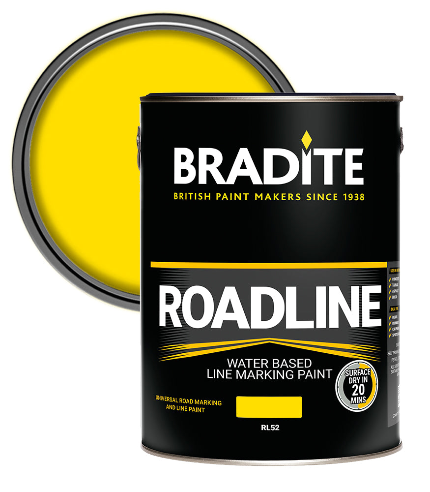 Bradite Roadline RL52 Water Based Paint - Yellow - 5 Litre