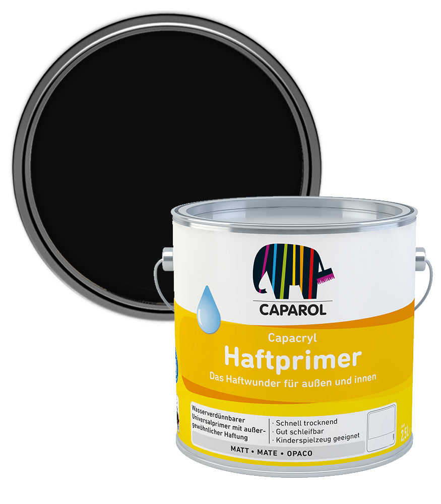 Caparol Capacryl Haftprimer Waterbased Adhesion Primer - Deep Black (RAL 9005) - 2.5 Litre