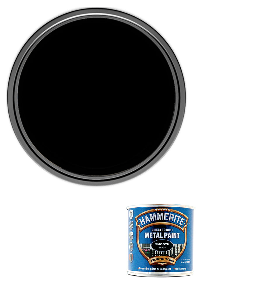 Hammerite - Smooth Direct To Rust Metal Paint - 250ML - Black