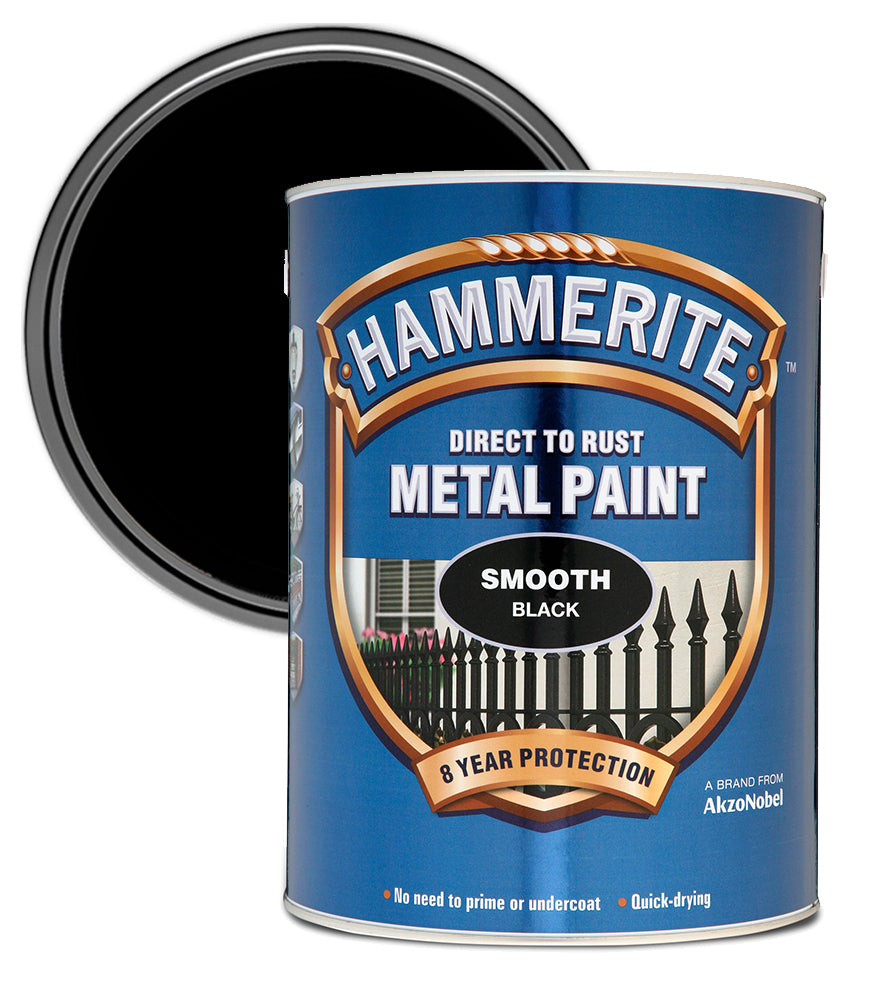 Hammerite - Smooth Direct To Rust Metal Paint - 5 Litres - Black