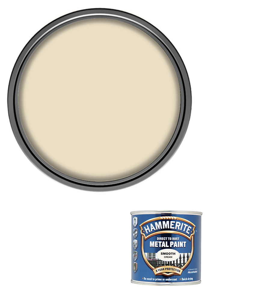 Hammerite - Smooth Direct To Rust Metal Paint - 250ML - Cream