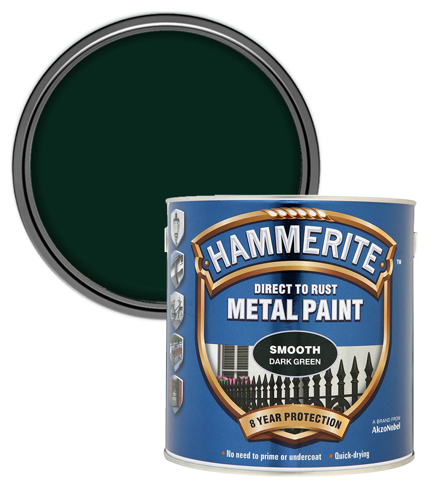 Hammerite - Smooth Direct To Rust Metal Paint - 2.5 Litres - Dark Green