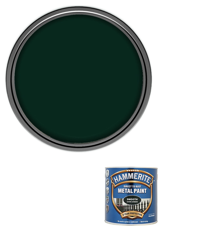 Hammerite - Smooth Direct To Rust Metal Paint - 250ML - Dark Green