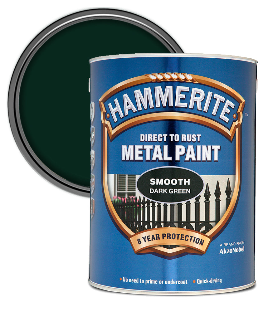 Hammerite - Smooth Direct To Rust Metal Paint - 5 Litres - Dark Green